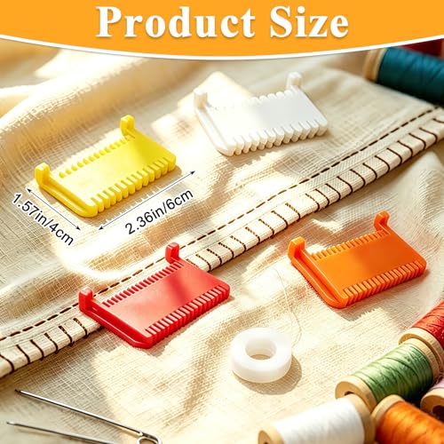 4 Pcs Clip-On Sewing Ruler, Edge Stitch Lock and Sewing Gauge for Even Stitches, Sewing Guides for Sewing Straight with 1.5mm,2mm,3mm,4mm Spacing, Hand Sewing Guide Tool for Embroidery, Mending