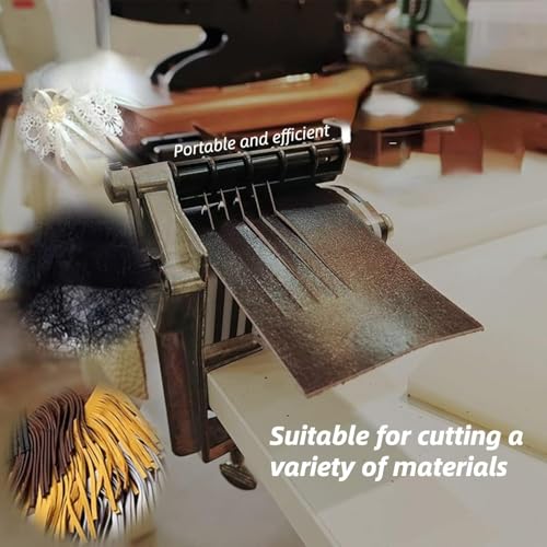 Leather Cutter Strap Cutter for Punching Fringe Braiding Belts Strips Manual Tool Lace Cutter with Scissors Blades Crafting Accessory for Leatherworking and DIY Projects