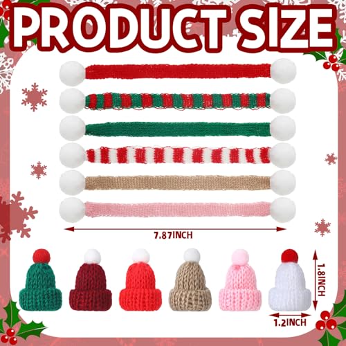 Bencailor 48 Pcs Mini Knit Hats Scarves Set for Christmas DIY, Bright Color | Included Tiny Hats and Scarves, Pom Pom Knit Style, Bright Assorted Colors, Snowman Crafts, Doll Decor Ornaments Set - color: Bright Color
