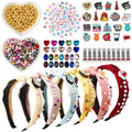 636 Pieces DIY Headband Making Kit Gift Make Your Own Fashion Hair Accessories Set with Teacher Pencil School Alphabet Beads Rhinestone Diamond Pearl for Summer Classmate Graduation Supplies - style: School Themed Style