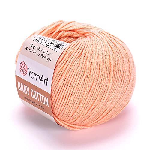 YarnArt Baby Cotton Yarn - Soft Knitting Yarn for Baby & Summer, 50% Cotton 50% Acrylic, 1.76 Oz, 180.44 Yds, Ideal for Amigurumi & Crochet Projects (1, 412) - color: 412