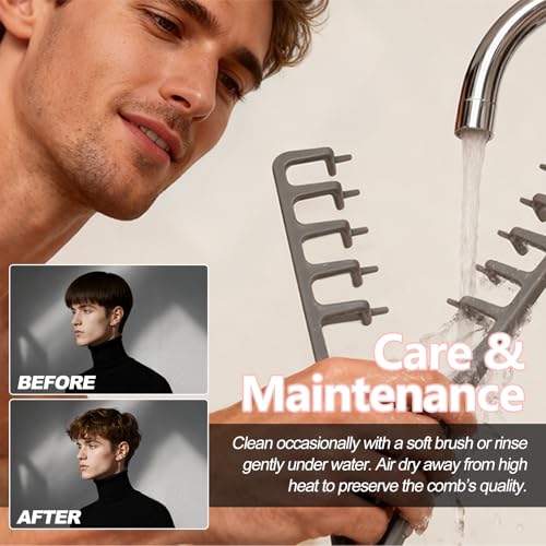 Volumizing Texture Comb - Wide & Fine-Tooth Hair Styling Tool | Anti-Frizz, Fluffy Hairbrush, All Hair Types, for Men & Women, Black + Gray