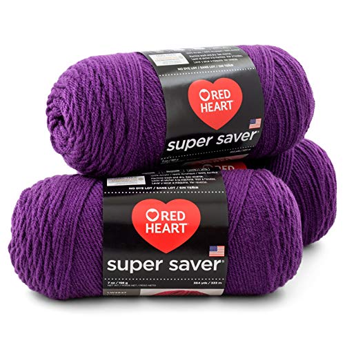 RED HEART Super Saver 3-Pack yarn, DARK ORCHID 3 Pack - color: Dark Orchid