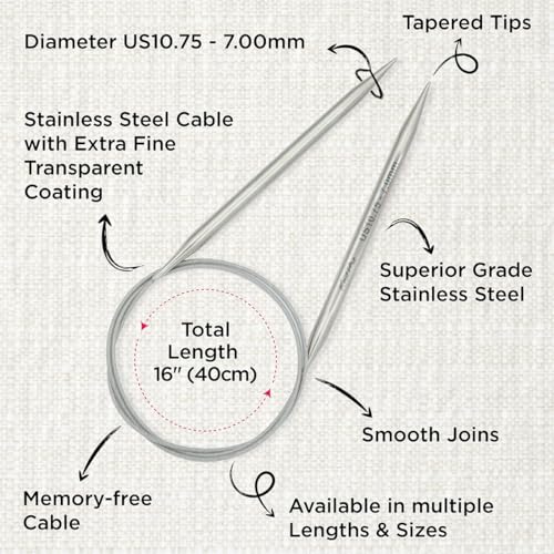 KnitPro Stelo Lace Circular Needles 16" (40cm) | US Size 10.75 (7mm) - size: US Size 10.75 (7mm)
