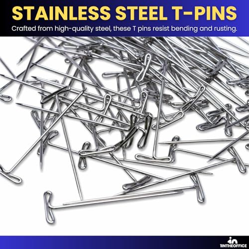 InTheOffice T Pins 2 Inch, T Pins for Blocking Knitting, Wig Pins, Foam Head, Sewing, Office Wall - 200 Pack