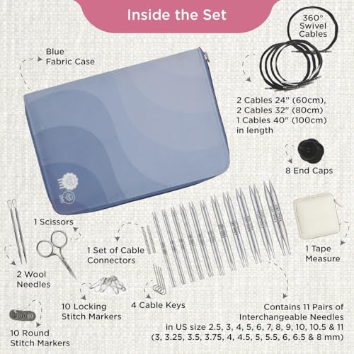 KnitPro Nova Regal Interchangeable Needle Set 5" (13cm) |11 US Sizes (2.5 to 11) - size: Regal