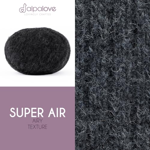Super Air 4-Set Baby Alpaca - Soft and Fast Hand Knitting Yarn 7.05 oz/ 568 Yards - Natural Anthracite - color: NFA14 Anthracite