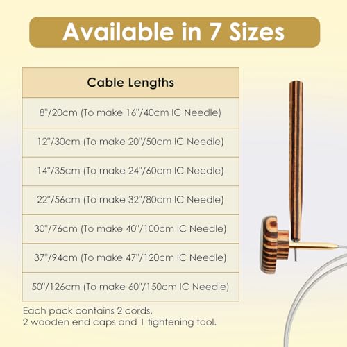 Lantern Moon Nylon Coated Stainless Steel Fixed Cords | 30"/76cm (to Make 40"/100 cm IC Needle) - size: 30" cable to make 40" IC needle