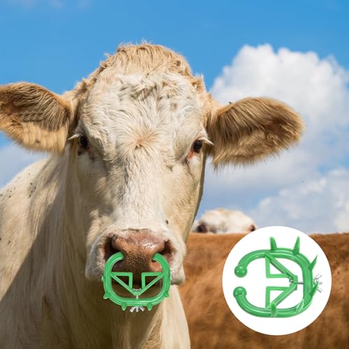 M METERXITY 10-Pack Cow Nose Rings Set, Plastic Farm Livestock Cow Nose Clip with 0.79" Long Spikes for Farm Cattle Prevent Milk Sucking [Green/Yellow] - color: Green/Yellow