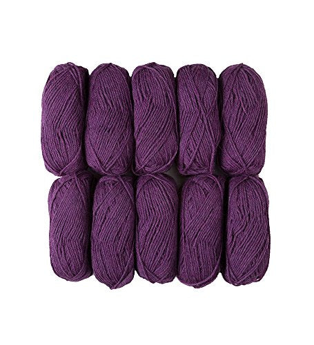 Knit Picks Wool of the Andes Purple 100% Wool Yarn Pack for Knitting | 10 skeins (500g total) of soft worsted weight crocheting yarn in Amethyst Heather color, good for felting. - color: Amethyst Heather