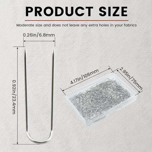 300 Pieces Sewing U Shaped Fork Pins, 0.9 Inch Multipurpose Stainless Steel | Sewing Double Blocking Needlecrafts Straight Pin for Sewing Fabric Quilting Crafts Jewelry Display Home Decor DIY, Silver