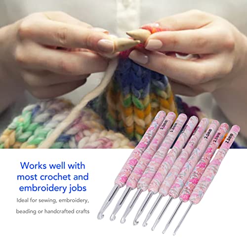 8Pcs Crochet Hook Set, Ergonomic Soft Grip Crochet Handles Yarn Knitting Needles for Arthritic Hand (Smash Flower)
