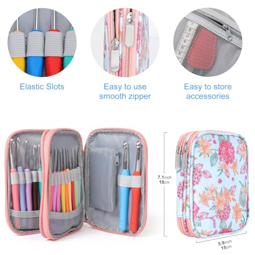 Vodiye 21 Sizes Ergonomic Crochet Hooks Set 0.5–10.0mm with Case, Soft Grip Crochet Needles for Crocheting Comfort - size: 21 Size(0.5-10.0mm)
