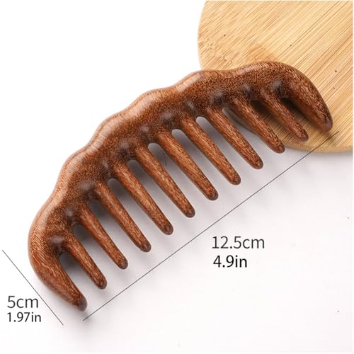 Wooden Hair Comb Set, birthing comb,Wide tooth massage combs, Brown, 2 Pack (One SizeA2) - size: One SizeA2
