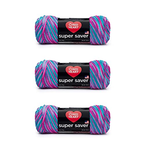 Red Heart Super Saver Yarn for Crocheting & Knitting, Bonbon Print, 3-Pack - color: Bonbon Print, size: 3-Pack