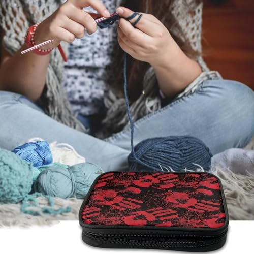 Blood Hands Crochet Hook Case Halloween Portable Crochet Hook Organizer without Accessories Knitting Needle Case for Knitting Supplies Holiday Decoration - color: Blood Hands