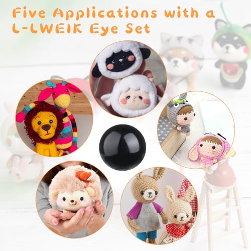 320Pcs 6mm Safety Eyes for Amigurumi Black Craft Doll Eyes | Crochet Animals with Washers, Stuffed Animal Eyes for Plush Dolls Bear Doll Making Supplies - size: 6mm