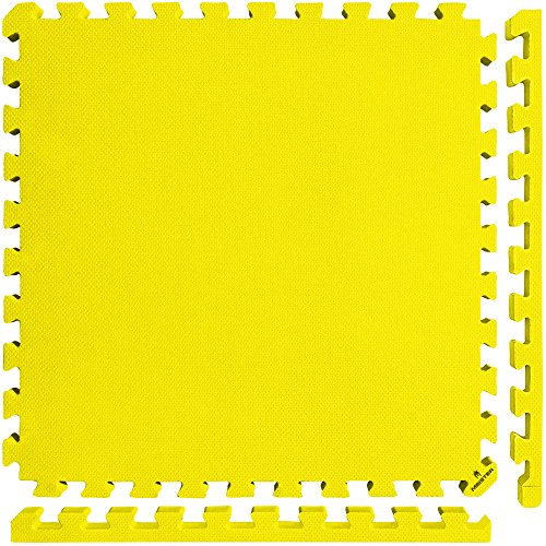Meister X-Thick 1.5" Interlocking EVA Foam Mats - YL - 36 Tiles (144 Sqft) | Extra-thick 2X cushioning w/ anti-slip grip. 2' x 2' puzzle mats for wrestling, MMA, gymnastics, home gyms and play areas - color: Yellow, size: 36 Tiles (144 Sqft)