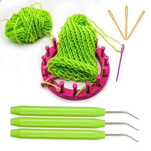 WILLBOND 9 Pieces Knitting Loom Hook Crochet Needle Hook with Convenient Handles and Large Eye Plastic Sewing Needles for Knitting Crafts(Green) - color: Green