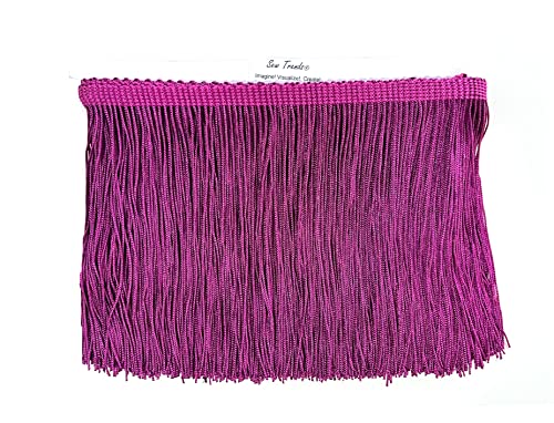 10 Yards of 4" Long Chainette Fringe Thread Yarn Tassel Trim Braid Fringe for Crafts Sewing and Decor-Dark Magenta - color: DARK MAGENTA, size: Value 10 Yards