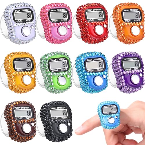 Simgoing Electronic Finger Clicker Counter, Rhinestones Tally Tasbeeh Counter Gifts for Prayer Islamic Golf Counting Goods Lap Knitting Bling Accessories - color: Multicolor