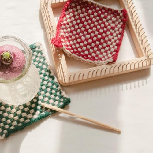 Wooden Knitting Looms for Blankets Square, DIY Hand Crafted Chunky Yarn Looms Board for Hat Scarf Socks Sweater Beech Wood & Stainless Steel (30 * 30cm) - size: 30*30cm