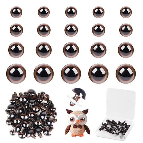 MUCUNNIA 80pcs Safety Eyes for Crocheting with Washers 18-30mm Brown Safety Eyes for Crochet Craft Safety Eyes Gift for Crochet Lovers Christmas Decorations Stuffed Animals Crafting - size: 18-30mm