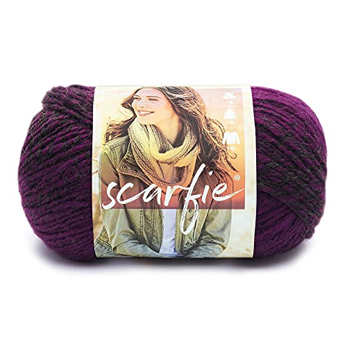 Lion Brand Yarn (1 Skein) Scarfie Bulky Yarn, Charcoal/Magenta - color: Charcoal/Magenta, size: 1 Pack