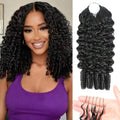 Natural Black 16inch Burmese Curly Crochet Human Hair Extensions: Knotless Pre-Separated Feather Style, Lightweight Reusable Remy Hair with Spiral Curls for Women, 50g - color: #1B (BC), size: 16 Inch