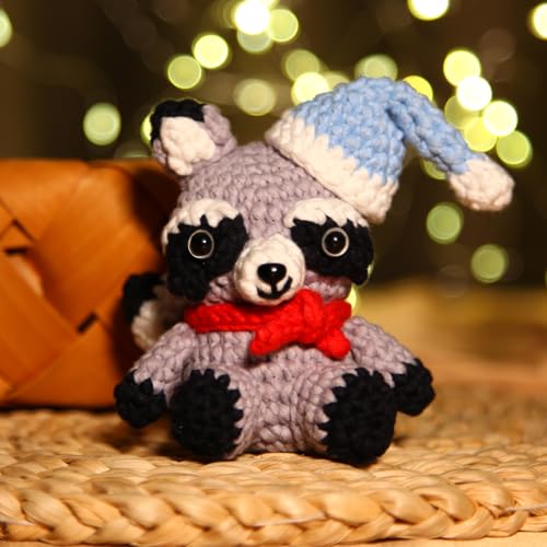 CrochetBox Crochet Kit for Beginners Adults - Raccoon Starters Crochet Kit, Beginners Crocheting Kitting for Adults Teen, Craft Gifts with Crochets Yarns, Hook, Step-by-Step Video, Instruction - color: Raccoon