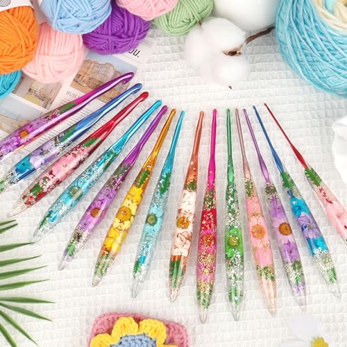 Coopay Crochet Hook, 4mm Ergonomic Crochet Hook with Floral Plastic Grips | Long Crochet Needles for Crocheting,Stylish and Unique, Ideal for Crocheting Blankets, Dolls, Shawls, Hats, Scarves (G-4.0mm) - size: G-4.0mm