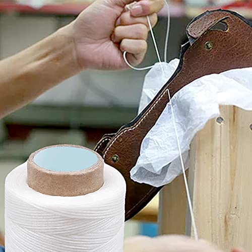 284Yards Leather Sewing Thread Waxed, Waxed Polyester Cord, Wax String | Waxed Thread for Bookbinding, Upholstery Thread Heavy Duty, Wax String for Leather Craft DIY/Bookbinding/Shoe Repairing - color: Off-white