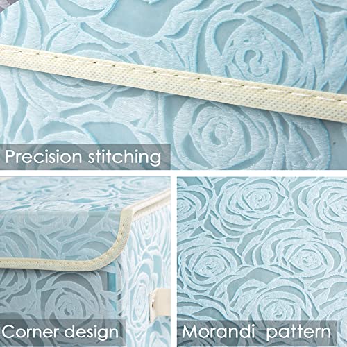 PRANDOM Collapsible Storage Boxes with Lids [5-Pack] Fabric Decorative Storage Bins Cubes Organizer Containers Baskets with Cover Handles Divider for Bedroom Closet Living Room Blue 9.8x7.9x6.7 Inch - color: Blue, size: Small(5-Pack)