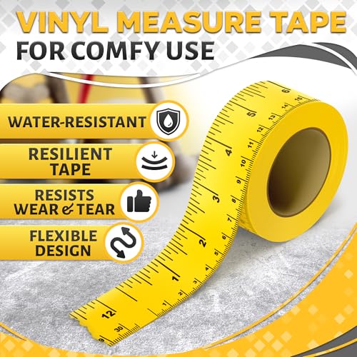 12 Inch Self Adhesive Measuring Tape, 13.9 Yards, 1" Wide, Metric | Repeating Ruler Tape; Dual Metric Scale, Left-Right Reading, Flexible Strong Hold; for DIY, Crafts, and Sewing