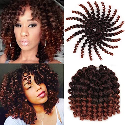 5 Packs Jamaican Bounce Crochet Hair 8 Inch Jumpy Wand Curl Crochet Hair for Women Curly Bounce Crochet Braids Hair Extension Twist Hair(T350# 20 strands/pack) - color: 1B/350#, size: 8 Inch (Pack of 5)