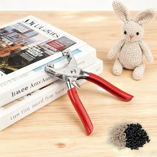 YCQDDA Metal Safety Eye Tool with 100×6mm & 100×8mm Safety Eyes, Auxiliary Tool for Amigurumi, Crochet Tools for Attaching Crochet Safety Eyes, Fits 1–5 mm Shaft Diameter