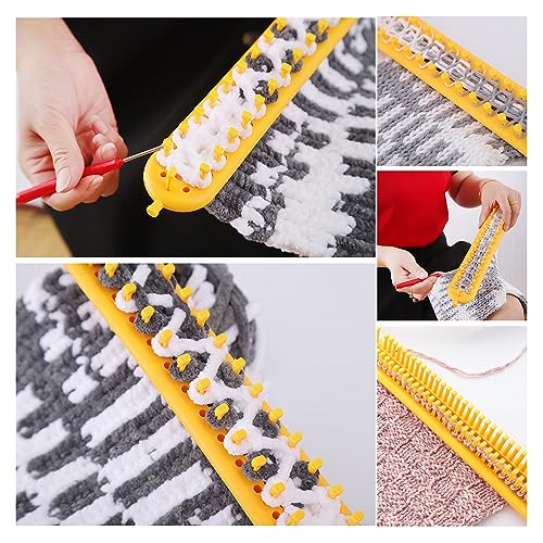 cureder Knitting Loom Long Knitting Loom Kit- Set of 4 Plastic Looms Knitting with 2 Knitting Yarn Loom Needle and 2 Plastic Loom Pick, Fit Craft Kit Tool for Giveaways Souvenirs, Gifts