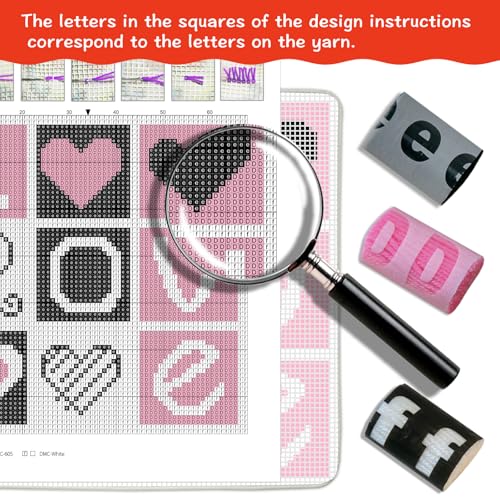ZFFLYH Love Latch Hook Pillow Kits for Adults Beginners Pre-Printed Cushion | Home Sofa Cushion Cover Preprinted Canvas Crochet Yarn Kits Needlework Crafts Festival Gift for Adults Beginner 17X17 Inch - color: LOVE