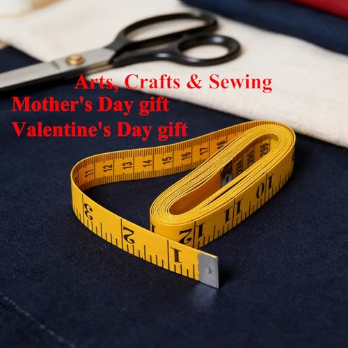 Soft Tape Measure Double Scale Measuring Tape Body Sewing Flexible Tailor Craft Vinyl Ruler for Weight Loss Medical Body Measurement, Has Centimetre Scale on Reverse Side (2pcs Yellow-60 inch) - color: 2pcs Yellow-60 inch