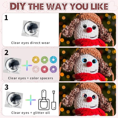 MUCUNNIA 10pcs 45mm 3D Glitter Safety Eyes for Crocheting with Washers - size: 45mm