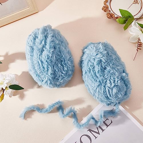 BEEFLYING 2 Roll Super Soft Fur Chunky Fluffy Faux Fur Yarn - Fluffy Eyelash Yarn for Crochet, Knit Blanket, Rug, Clothes - 230m (232.8yds, 51g2) - Sky Blue - color: Sky Blue