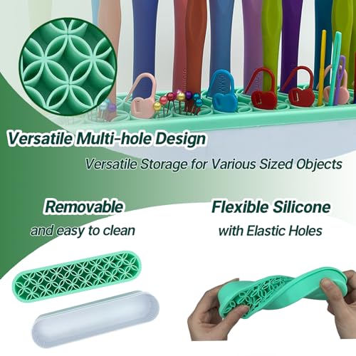 Silicone Crochet Hooks Holder, Crochet Stuff Organizer | Desktop Storage Case, Brushes & Pens Holder for Desk