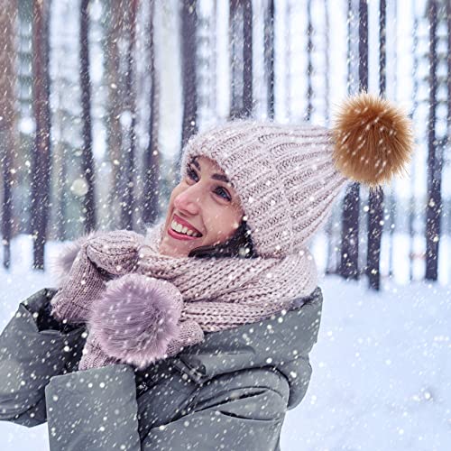 Tatuo 16 Pcs Faux Fur Pom Poms for Hat 4 Inches Large Fluffy Pom Balls for Craft Knitting Beanie Shoe Scarf Bag Pompom Valentine Keychain Charm Winter DIY Accessory (Black,Gray,Brown,White,Natural) - color: Black, Gray, Brown, White, Natural