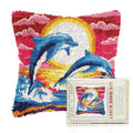 FREEBLOSS 17 x 17 Latch Hook Kits for Adults Beginners Dolphin Pre Printed DIY Crochet and Latch Kits Pillow Cover for Home Sofa Decoration, Includes Instructions