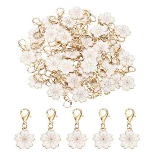 PATIKIL Flower Crochet Stitch Markers, Knitting Cherry Blossom Charm Marker for DIY Craft - color: White