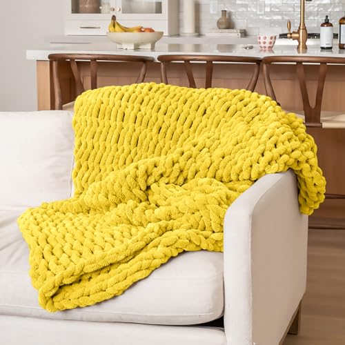 10 Pack Bright Yellow Fuzzy Chunky Yarn for Hand Knitting, Bulky Thick Fluffy Chenille Yarn for Crocheting, 240yds/70.5oz Jumbo Crochet Yarns, Soft Chunky Knit Blanket Yarns for Crochet - color: 10 Bright Yellow