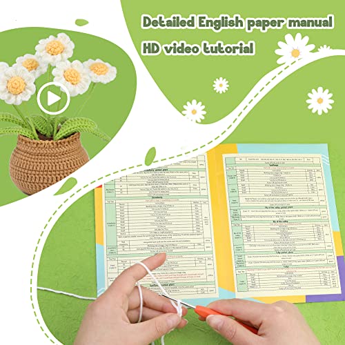 kgxulr Crochet Kit, Little Daisy Knitting Kit, Crochet Kit for Beginners | Crochet Kit for Beginners, Crochet Flower Kit, Beginner Crochet Kit for Adults with Step-by-Step Video Tutorials - color: A-Little Daisy