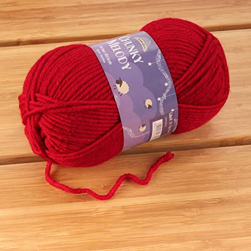 JubileeYarn Chunky Melody Yarn - 100g/Skein Bulky Wool Blend - Ruby Red - 2 Skeins - color: 19 Ruby Red, size: 2 Skeins