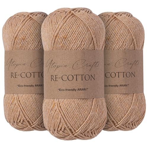 Re-Cotton Knitting Yarn 3X 100g / 3.52oz (Light Taupe, 3 Pack) - color: Light Taupe
