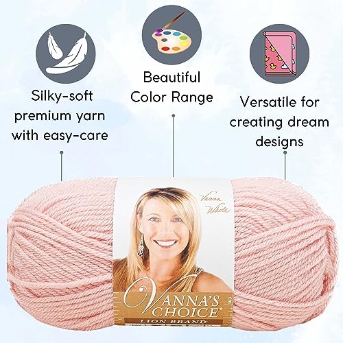 Lion Brand Yarn Vanna'S Choice 860-101 Pink | 3 Skeins, Same Dye Lot, Project Bag, CYC #4 Worsted, 100% Acrylic, Ideal for Crochet, Knitting Blankets, Hats, Scarves - color: 860-101-Pink